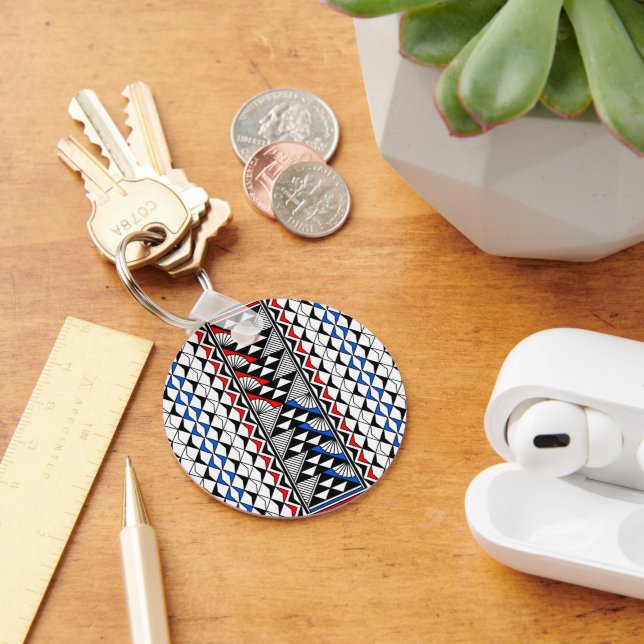 Sun and Rain - Red/White/Blue -  Key Ring (Desk)