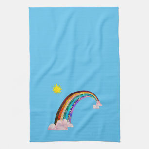 Sun and rainbow 2 tea towel