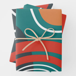 Sun and rainbow boho artwork wrapping paper sheet