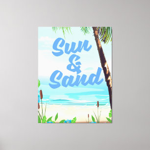 Sun and Sand inspirational quote cartoon poster la Canvas Print