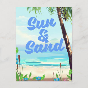 Sun and Sand inspirational quote cartoon poster la Postcard