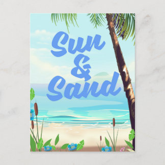 Sun and Sand inspirational quote cartoon poster la Postcard