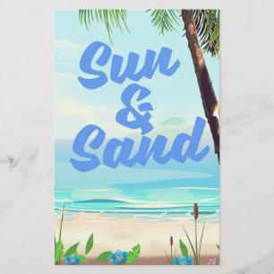 Sun and Sand inspirational quote cartoon poster la Stationery