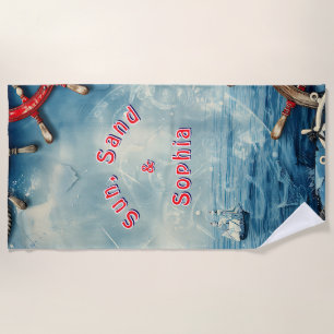 Sun And Sand Nautical Beach Towel