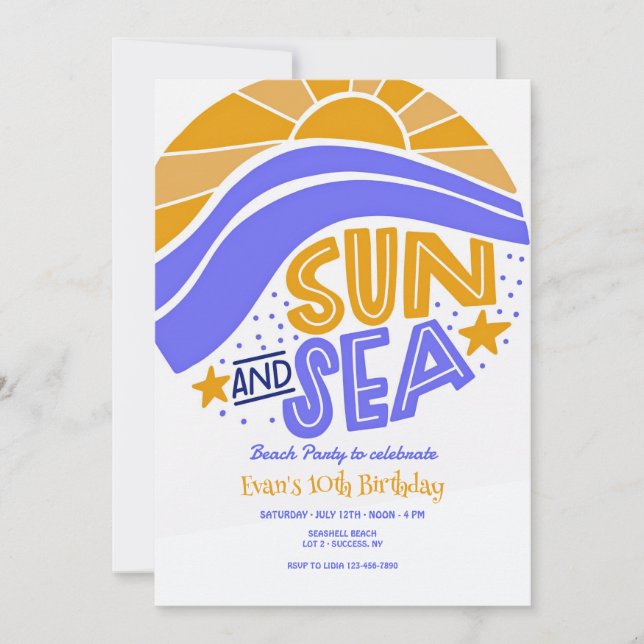 Sun and Sea Beach Party Invitation (Front)