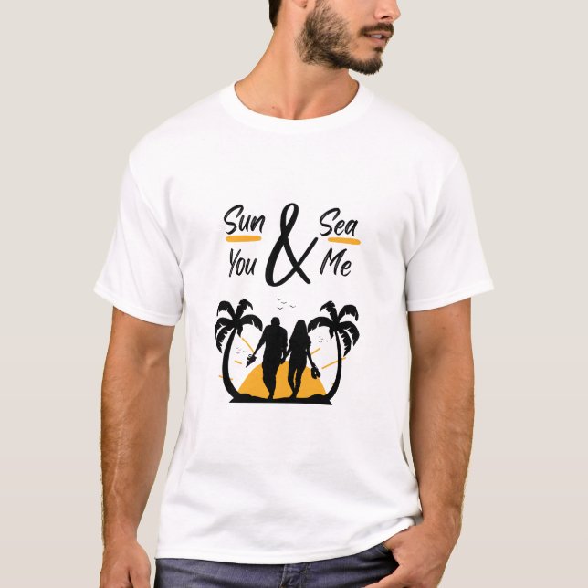 Sun And Sea You & Me Summer Design T-Shirt (Front)