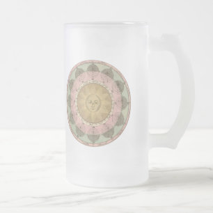 Sun and Seasons Detail from Antique Map circa 1780 Frosted Glass Beer Mug
