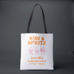 Sun and Spritz Bachelorette Weekend Tote Bag<br><div class="desc">Sun and Spritz Bachelorette Weekend Tote Bag This tote is a perfect gift for your girls on your special weekend! This Funky bag features a hand drawn layout with hand drawn illustrations along with handwritten font! You have freedom to create something uniquely yours! Easily edit wording and colours to match...</div>