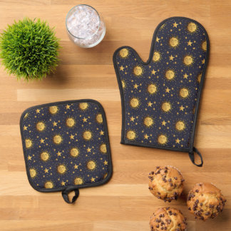 Sun and Stars Oven Mitt & Pot Holder Set