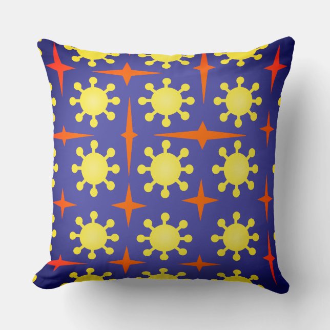 Sun and Stars over Blue Cushion (Front)