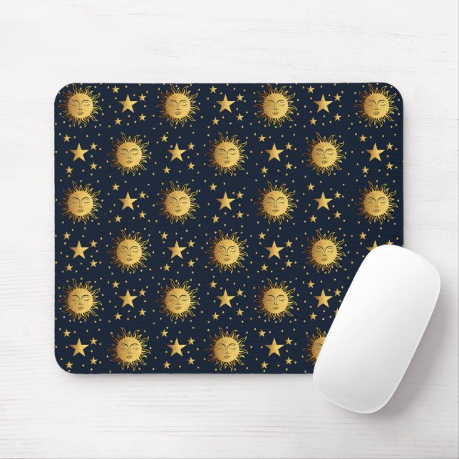 Sun and Stars Pattern Mouse Mat (With Mouse)