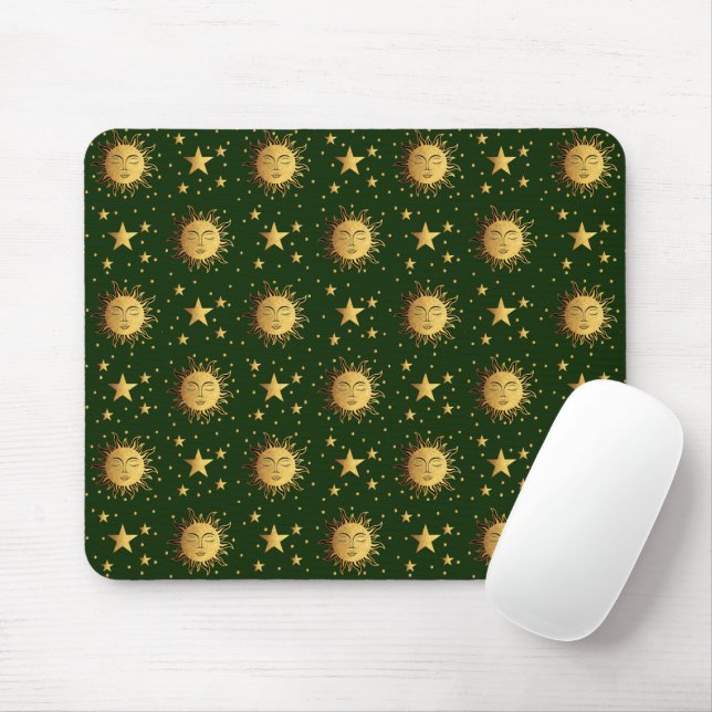 Sun and Stars Pattern Mouse Mat (With Mouse)