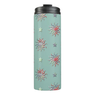 Sun and stars pattern thermal tumbler
