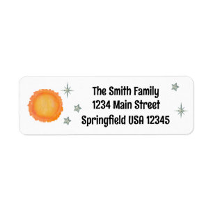 Sun and stars return address label