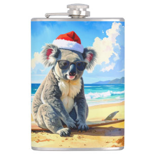 Sun and Surf Koala Santa Hat Hip Flask