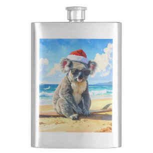 Sun and Surf Koala Santa Hat Hip Flask