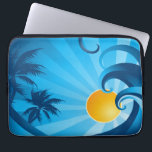Sun and Surf Sea Wave Illustration Laptop Sleeve<br><div class="desc">This fun illustration design features sea waves lapping over the sun. You may add your name or monogram in the sun circle to personalise this item. Simply select the "Customise It" button and enter your text. This colourful illustration has been adapted through a license agreement with freevector/vecteezy.com.</div>