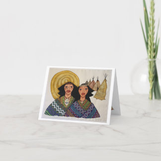 Sun and two indians colourful Note Card