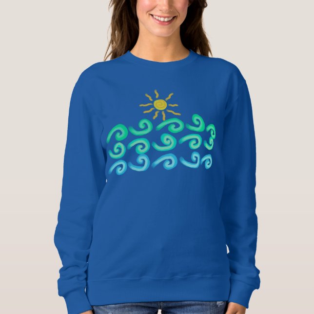 Sun and Waves Abstract Wearable Art Sweatshirt (Front)