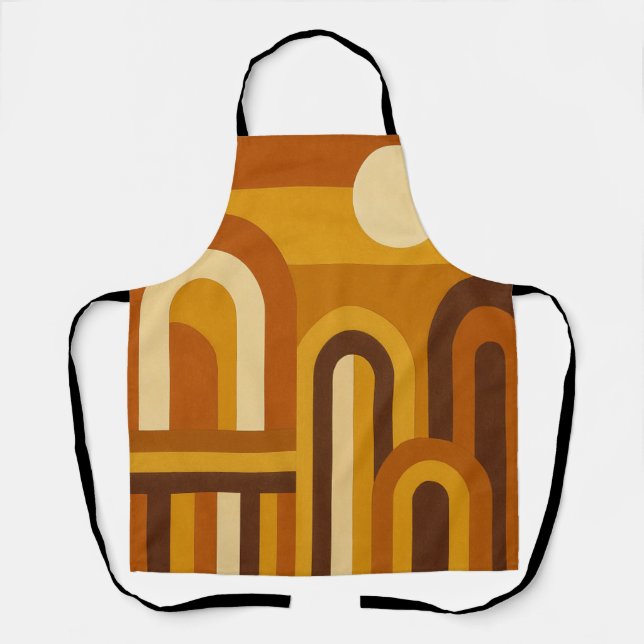 Sun & Arches Mid Century Modern Geometric Design Apron (Front)