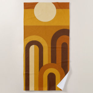 Sun & Arches Mid Century Modern Geometric Design Beach Towel