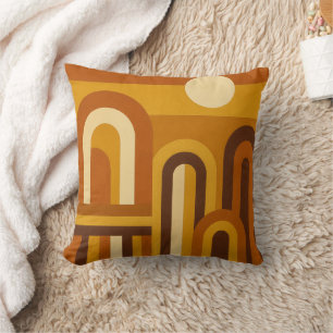 Sun & Arches Mid Century Modern Geometric Design Cushion