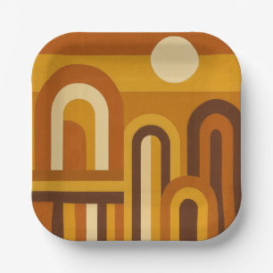 Sun & Arches Mid Century Modern Geometric Design Paper Plate