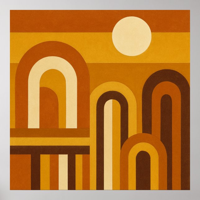 Sun & Arches Mid Century Modern Geometric Design Poster (Front)