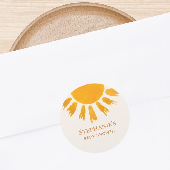 Sun Baby Shower Classic Round Sticker (Creator Uploaded)