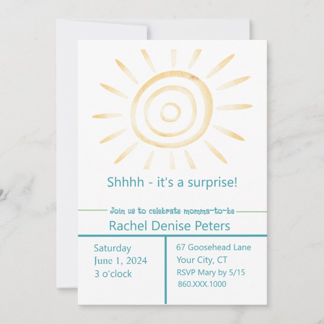 SUN Baby Shower Invitation (Front)