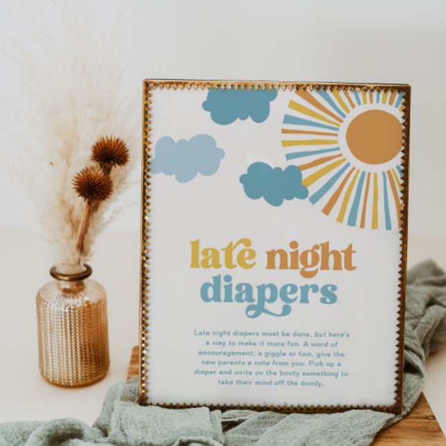 Sun Baby Shower Late Night Diapers Sign (Creator Uploaded)