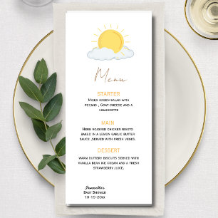 Sun baby shower Rustic Menu