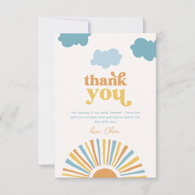 Sun Baby Shower Thank You Cards (Front)