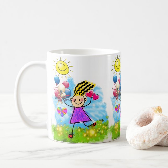 Sun Balloons Floral Mug (With Donut)