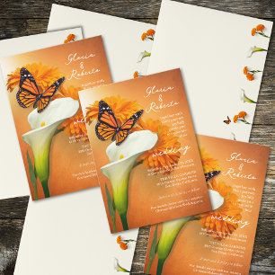 Sun Bathed Marigolds & Butterfly Mexican Wedding  Invitation
