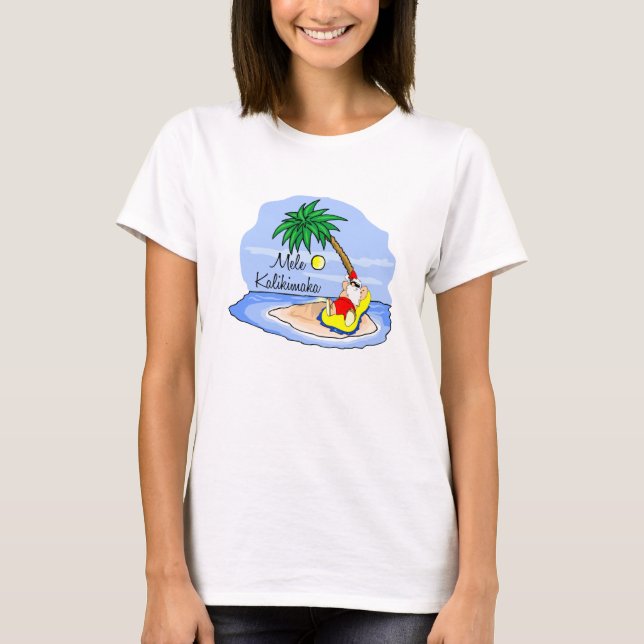 Sun Bathing Santa hawaiian xmas tee 5 (Front)