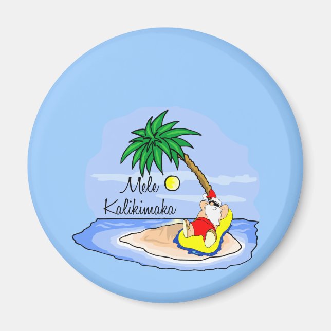 Sun Bathing Santa hawaiian xmas tee 5 Magnet (Front)