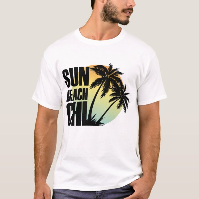 Sun, Beach & Chill Palm Tree Graphic Tee (Front)