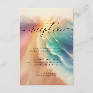 Sun Beach Ocean Pink Wedding Reception Details Enclosure Card