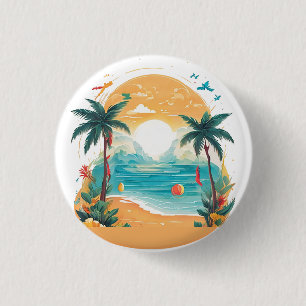 Sun Beach palm tree 3 Cm Round Badge