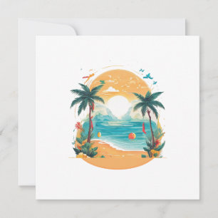 Sun Beach palm tree Holiday Card
