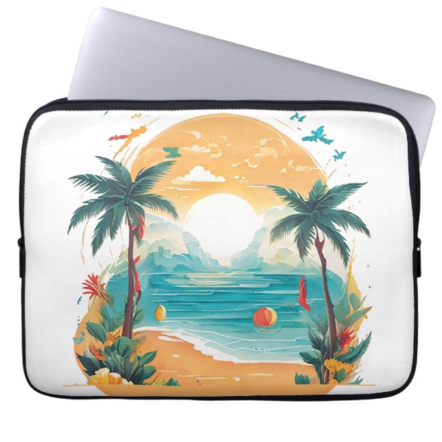 Sun Beach palm tree  Laptop Sleeve (Front)