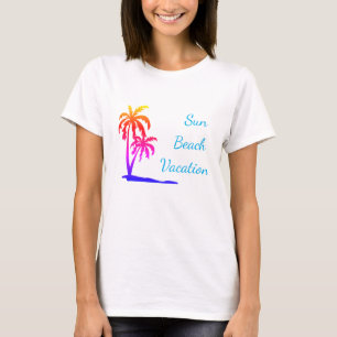 Sun beach vacation colourful palmtree t-shirt