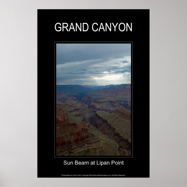 Sun Beam at Lipan Point 4859 Black Poster (Front)