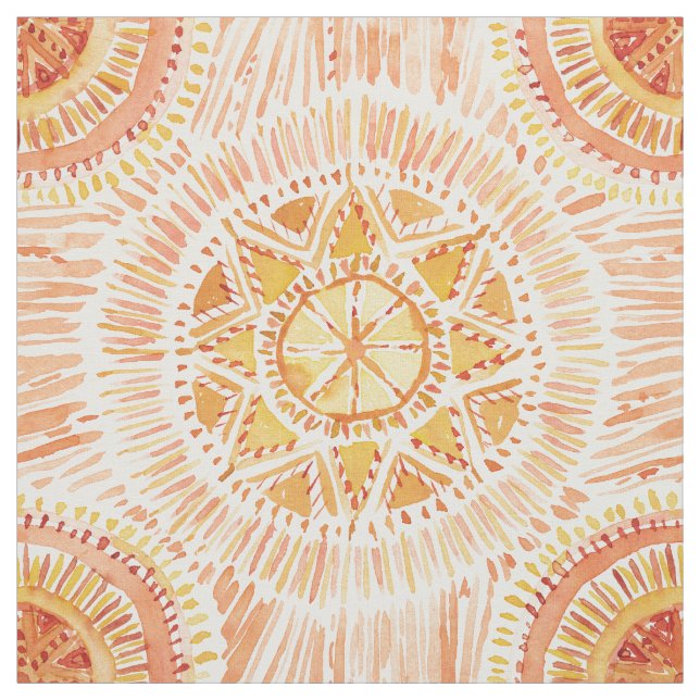 SUN BEAMS Mandala Watercolor Fabric (Swatch)