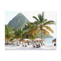 Sun Beds on a beach near the Pitons in St Lucia