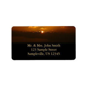 Sun Behind Clouds I Orange Seascape Label