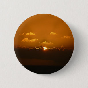 Sun Behind Clouds I Orange Sunset Photo 6 Cm Round Badge