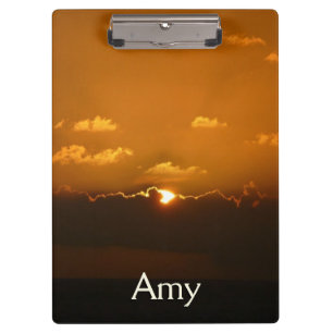 Sun Behind Clouds I Orange Sunset Photo Clipboard
