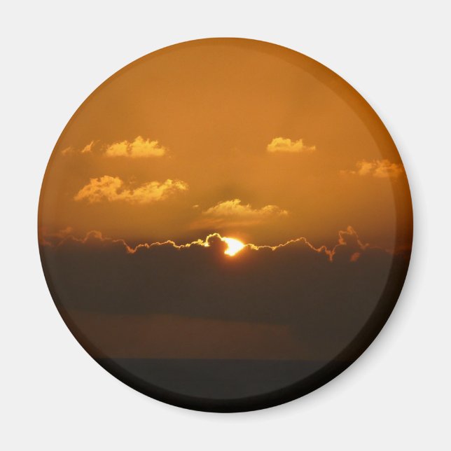 Sun Behind Clouds I Orange Sunset Photo Magnet (Front)